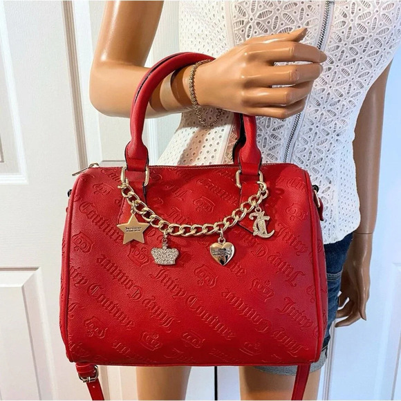 Juicy Couture Red Gothic Logo Not Your Babe Satchel Bag Purse New - Picture 9 of 12